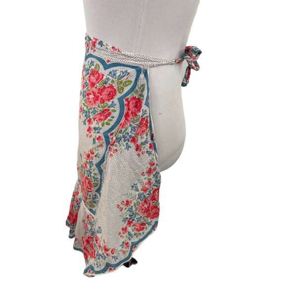 Beautiful Dainty Floral Victorian Print Hanky Bottom Apron One Size - Picture 3 of 6
